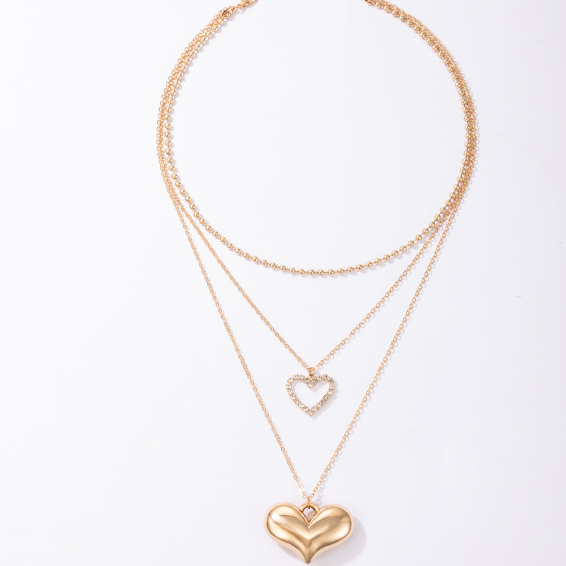 Korean Heart Diamond Pendent Alloy Necklace Wholesale Nihaojewelry display picture 2