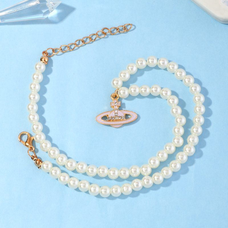 Fashion Saturn Pendent Pearl Necklace Wholesale Nihaojewelry display picture 6