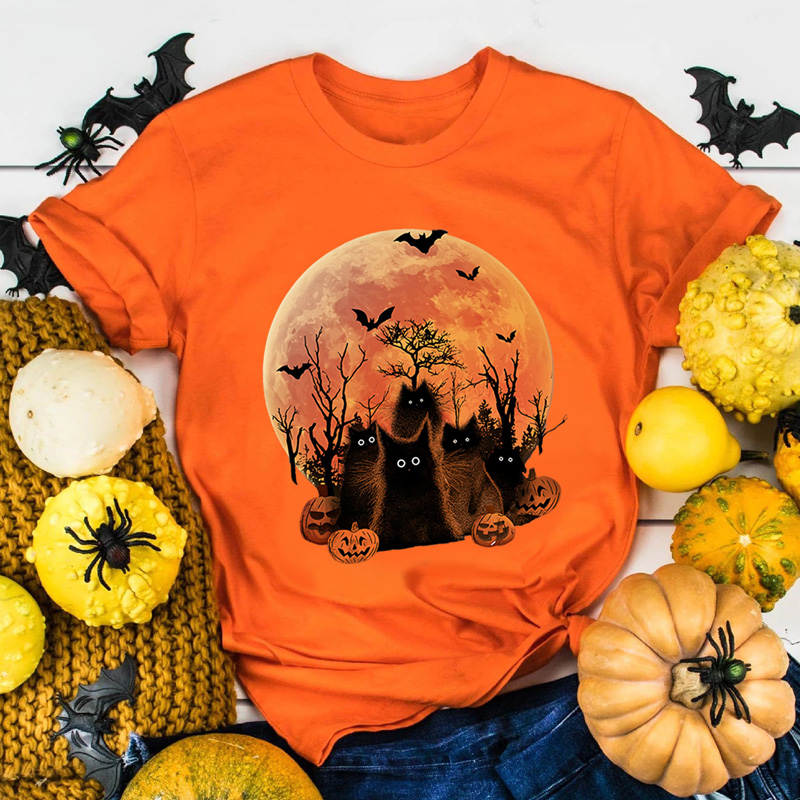 Frau T-shirt Kurzarm T-shirts Drucken Lässig Halloween-muster display picture 2