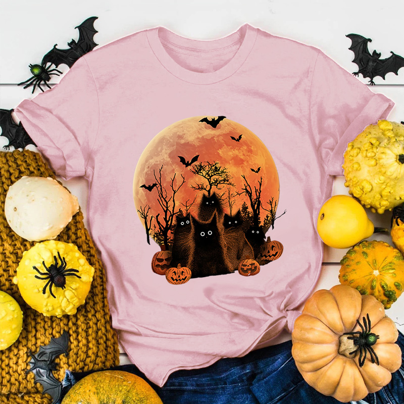 Mujeres Playeras Manga Corta Camisetas Impresión Casual Patrón De Halloween display picture 3