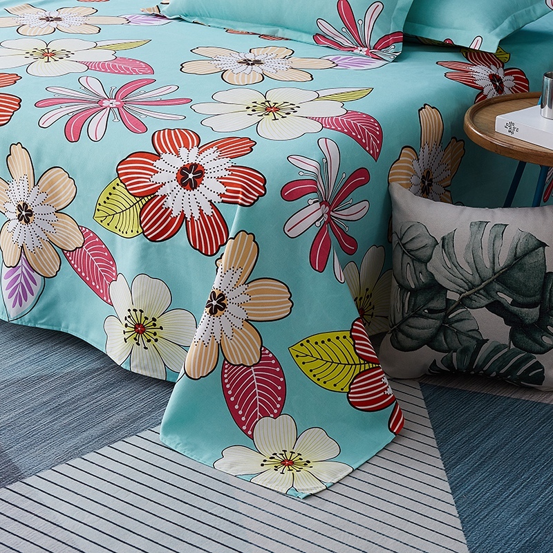 Wholesale Color Flower Print Brushed Azure Quilt Cover Bedding Set Nihaojewelry display picture 6