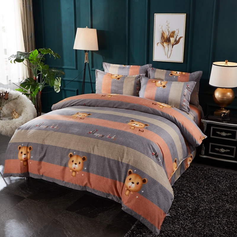 Wholesale Cartoon Bear Hit Color Print Brushed Quilt Cover Bedding Set Nihaojewelry display picture 3