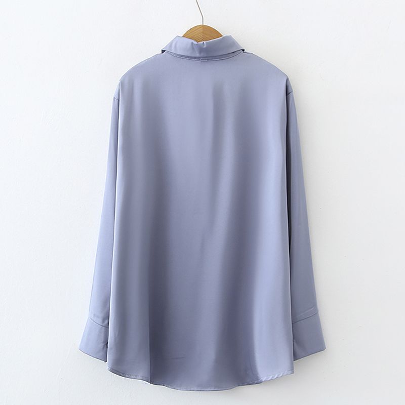 Solid Color Long-sleeved Satin Drape Shirt Wholesale Nihaojewelry display picture 3