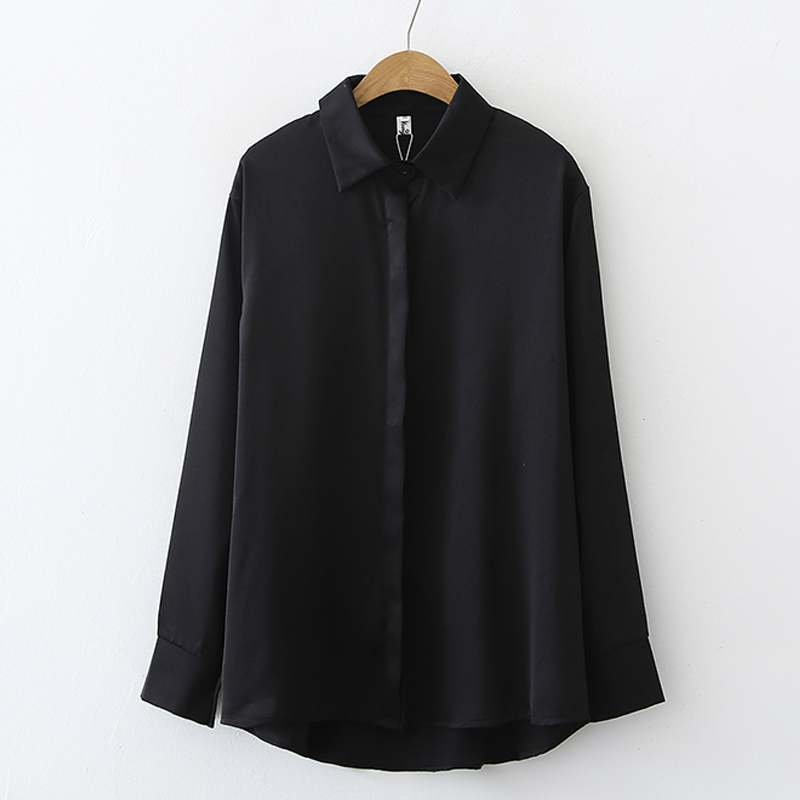 Solid Color Long-sleeved Satin Drape Shirt Wholesale Nihaojewelry display picture 6