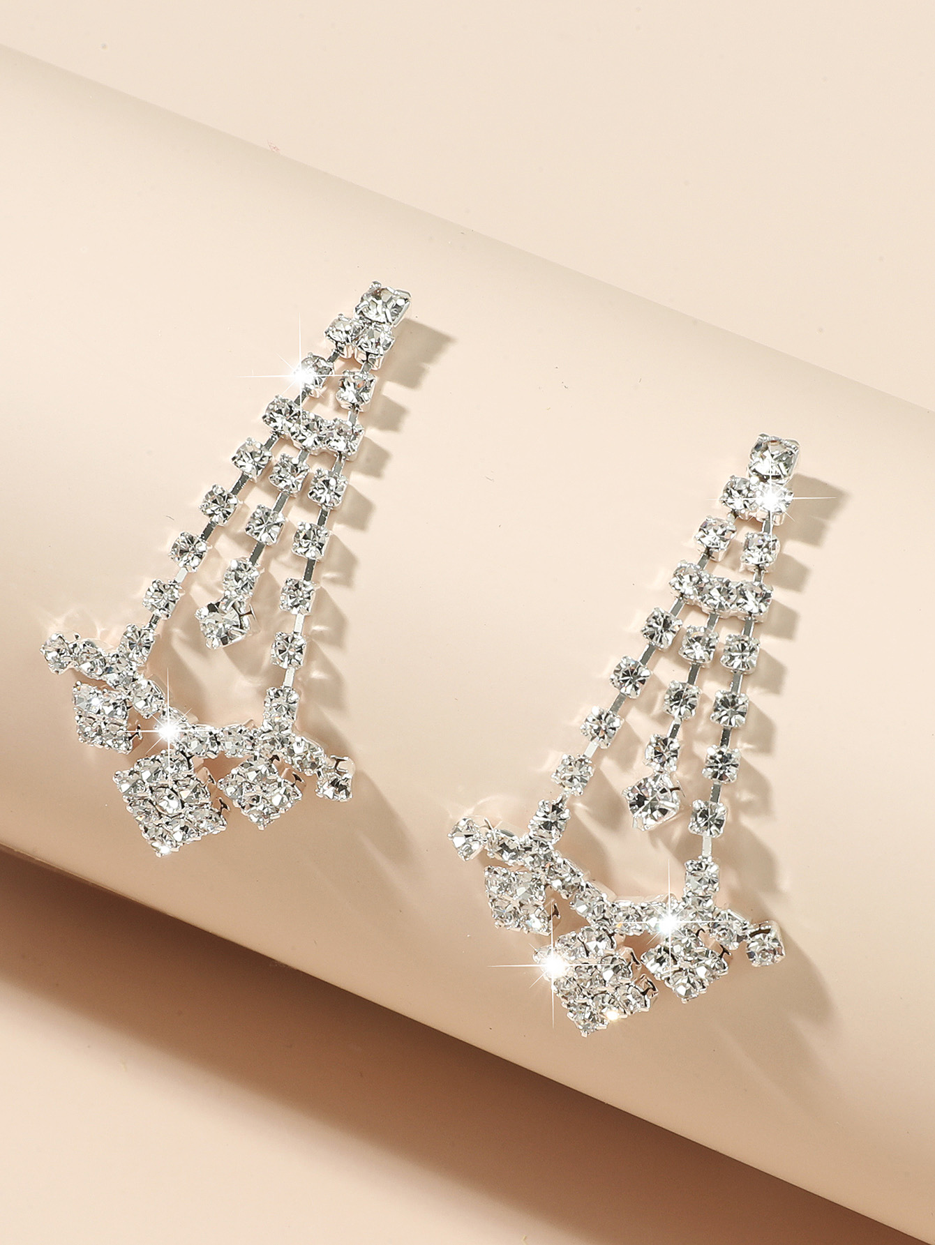 Korean Long Full Diamond Tassel Exaggerated Earrings 2021 New Trendy Fashion Female Earrings display picture 1
