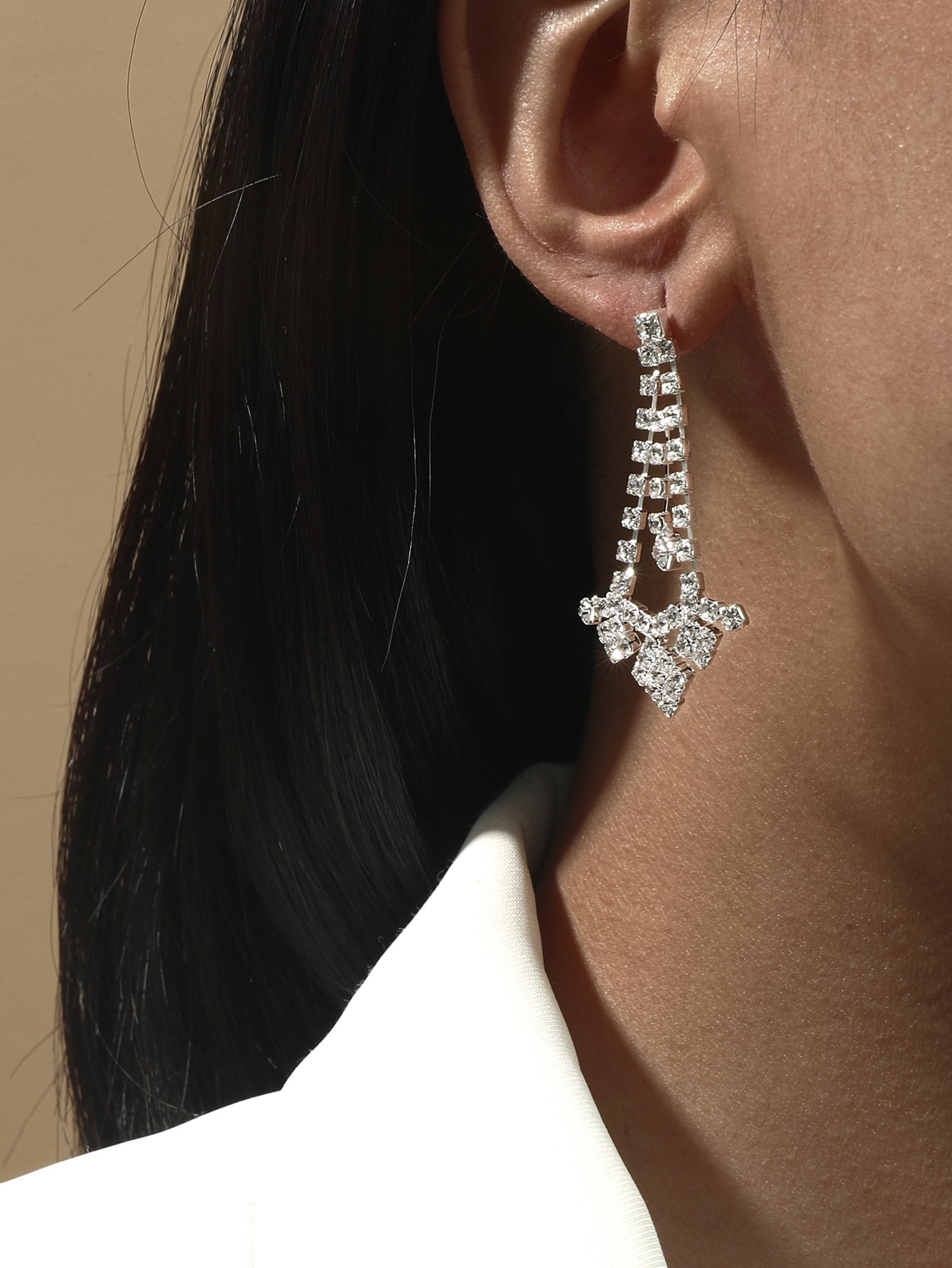 Korean Long Full Diamond Tassel Exaggerated Earrings 2021 New Trendy Fashion Female Earrings display picture 2