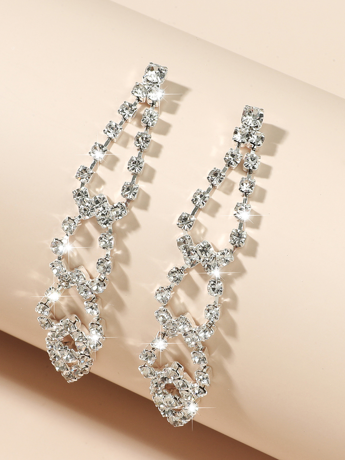 Korean Full Diamond Long Earrings Female 2021 Spring Style Exaggerated Earrings Wholesale display picture 1
