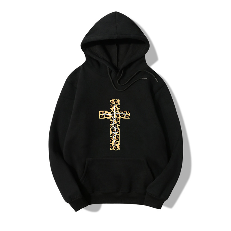 Cross Letter Printed Hooded Loose Sweater Wholesale Nihaojewelry display picture 3