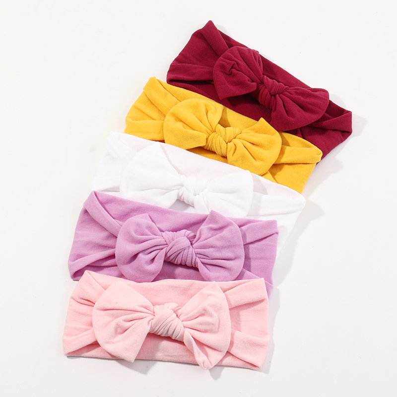 Solid Color Big Bow Children's Soft Hairband Wholesale Nihaojewelry display picture 1