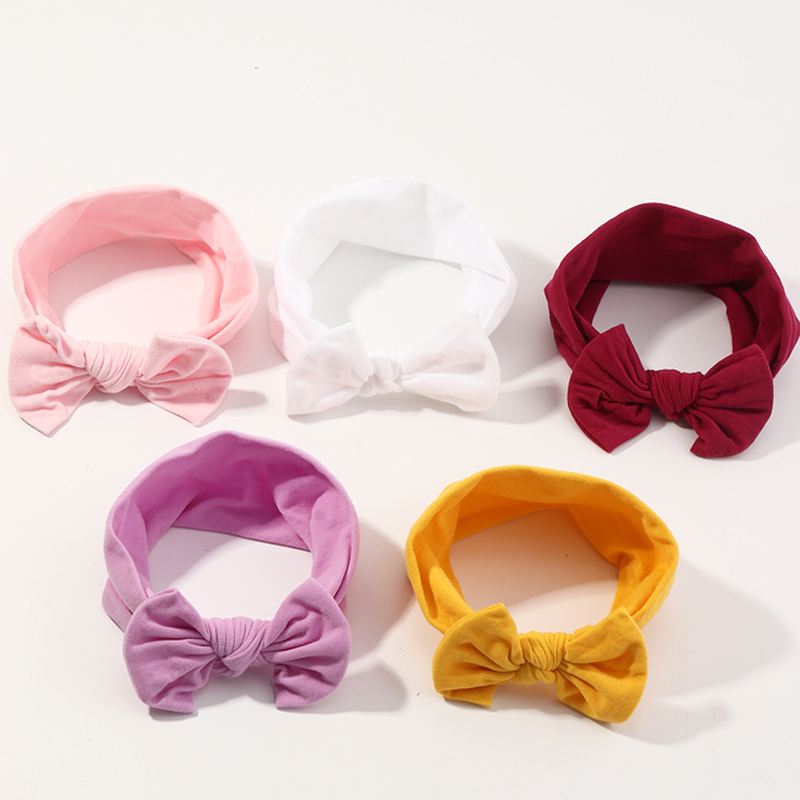 Solid Color Big Bow Children's Soft Hairband Wholesale Nihaojewelry display picture 2