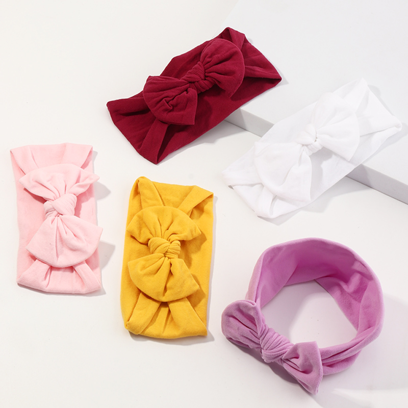 Solid Color Big Bow Children's Soft Hairband Wholesale Nihaojewelry display picture 3