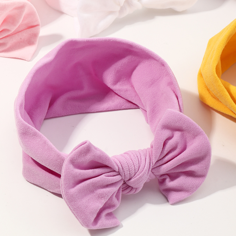 Solid Color Big Bow Children's Soft Hairband Wholesale Nihaojewelry display picture 4