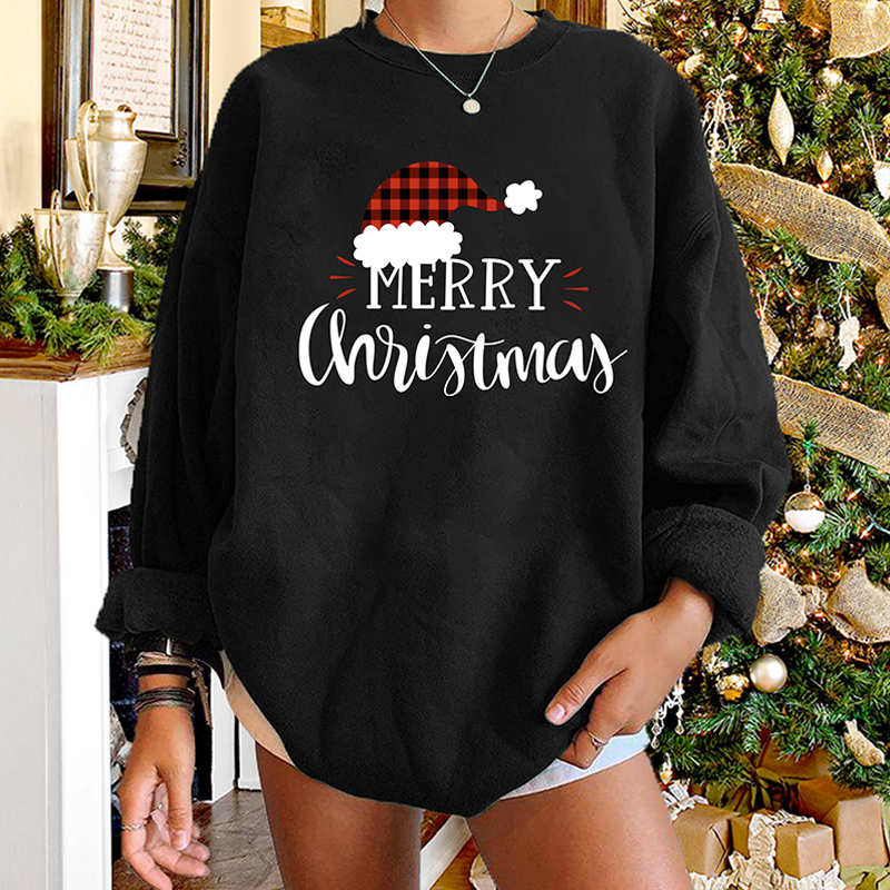 Wholesale Christmas Hat Letter Printed Round Neck Long-sleeved Sweater Nihaojewelry display picture 5