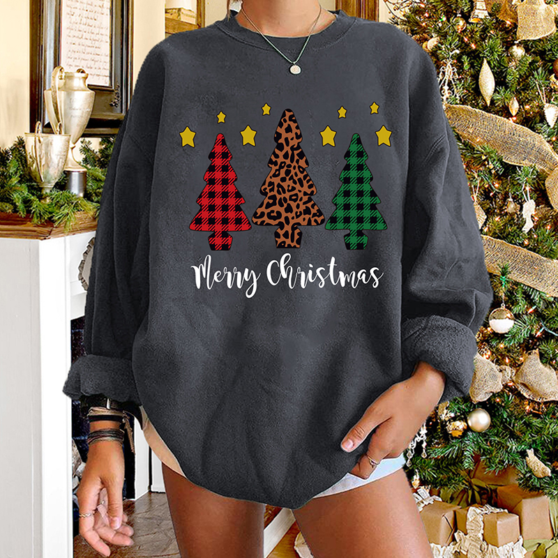 Round Neck Christmas Tree Leopard Print Long-sleeved Pullover Sweater Wholesale Nihaojewelry display picture 3