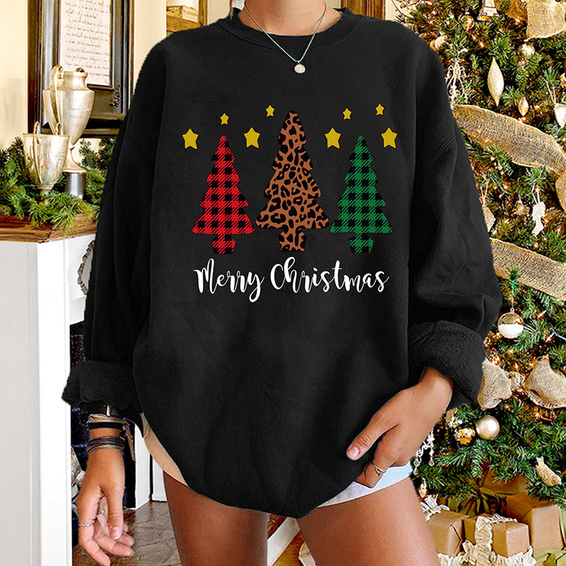 Round Neck Christmas Tree Leopard Print Long-sleeved Pullover Sweater Wholesale Nihaojewelry display picture 4