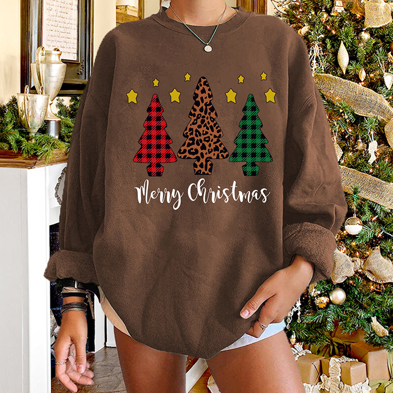 Round Neck Christmas Tree Leopard Print Long-sleeved Pullover Sweater Wholesale Nihaojewelry display picture 5