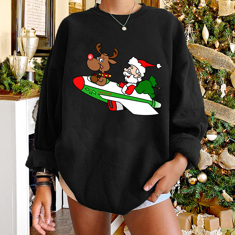 Christmas Elk Santa Claus Long-sleeved Round Neck Sweater Wholesale Nihaojewelry display picture 1