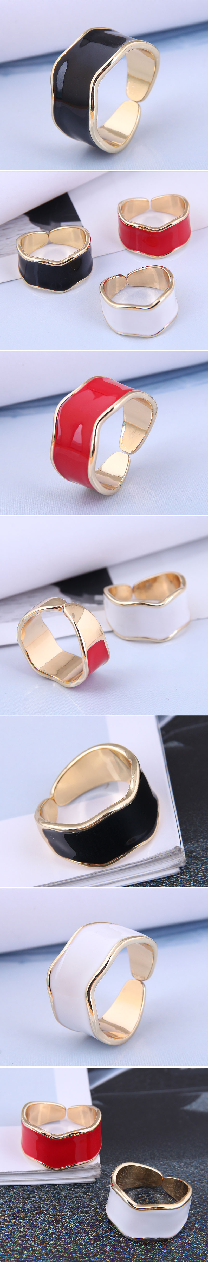 Fashion Real Gold Plated Alloy Dripping Oil Open Ring display picture 1