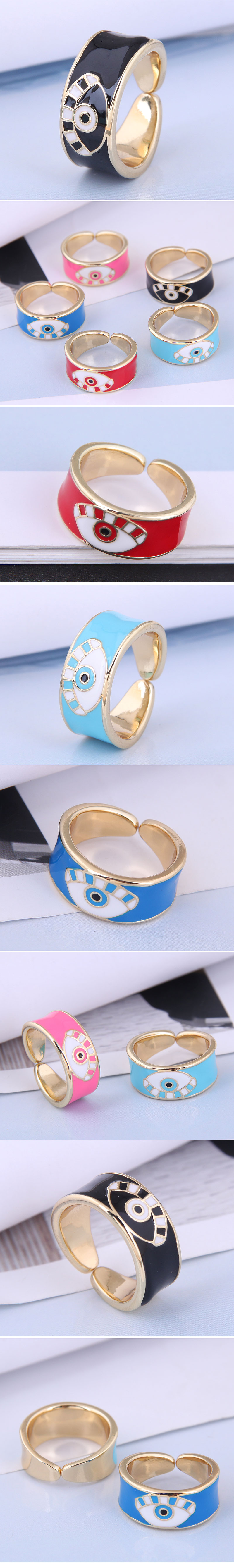 Fashion Real Gold Plated Contrasting Devil's Eye Open Ring Wholesale Nihaojewelry display picture 1