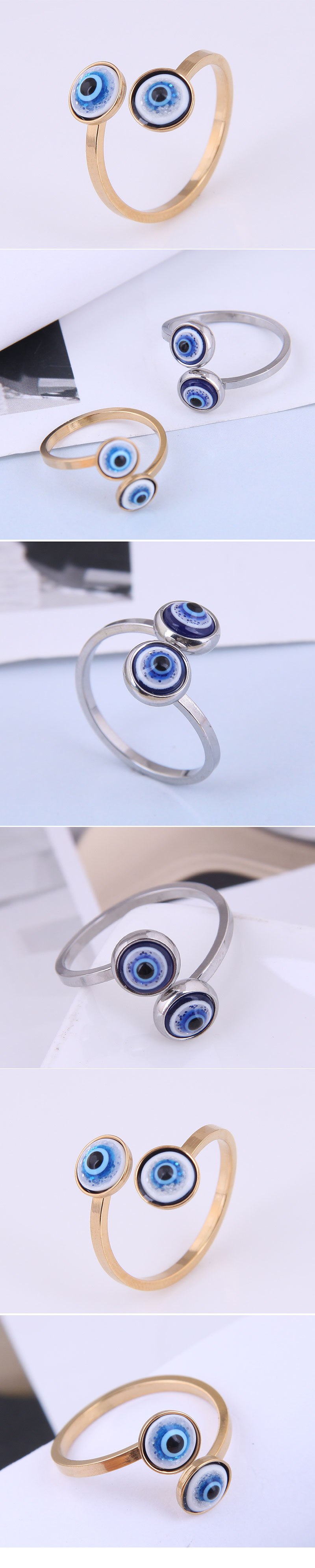 Simple Stainless Steel Devil Eye Opening Ring Wholesale Nihaojewelry display picture 1