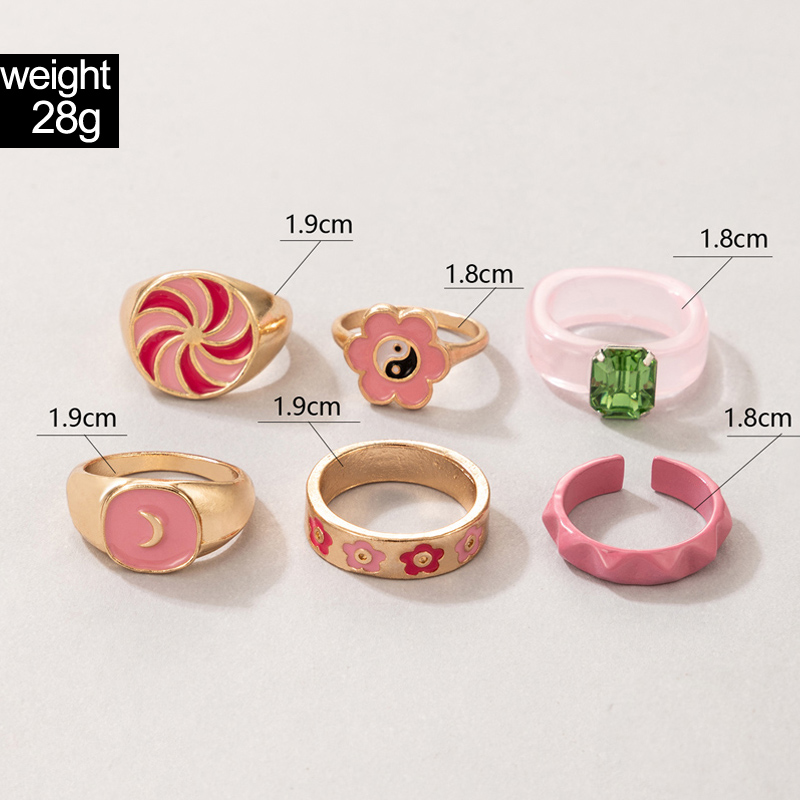 Wholesale Creative Fashion Pink Windmill Flower Open Metal Ring Set Nihaojewelry display picture 9