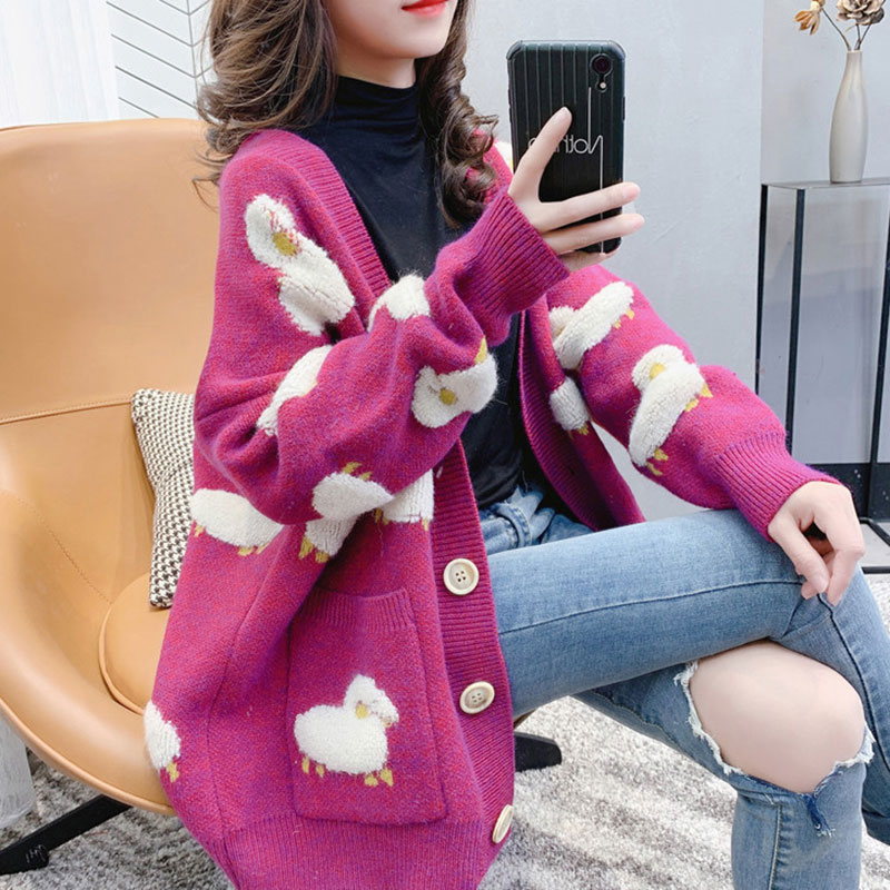 Wholesale Cartoon Lamb Pattern Knitted Cardigan Sweater Nihaojewelry display picture 4