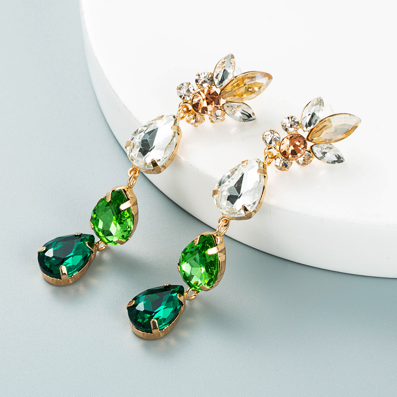 Simple Drop-shaped Glass Diamond Pendant Long Earrings Wholesale Nihaojewelry display picture 4