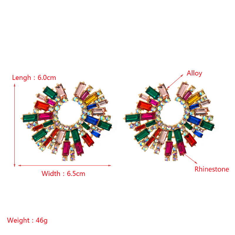 Fashion Alloy Inlaid Color Rhinestone Sunflower Earrings Wholesale Nihaojewelry display picture 1