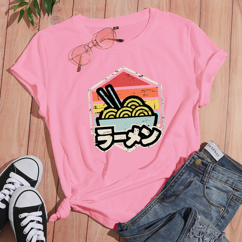 Cartoon Ramen Print Casual Short-sleeved T-shirt Wholesale Nihaojewelry display picture 3