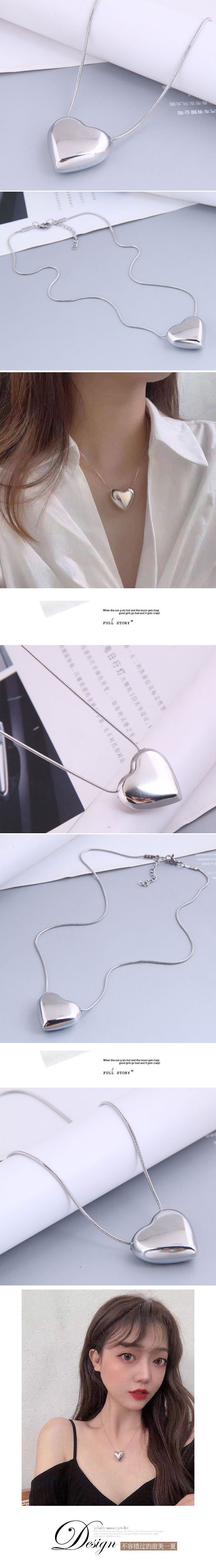 Wholesale Hip-hop Concise Stainless Steel Peach Heart Pendent Necklace Nihaojewelry display picture 1