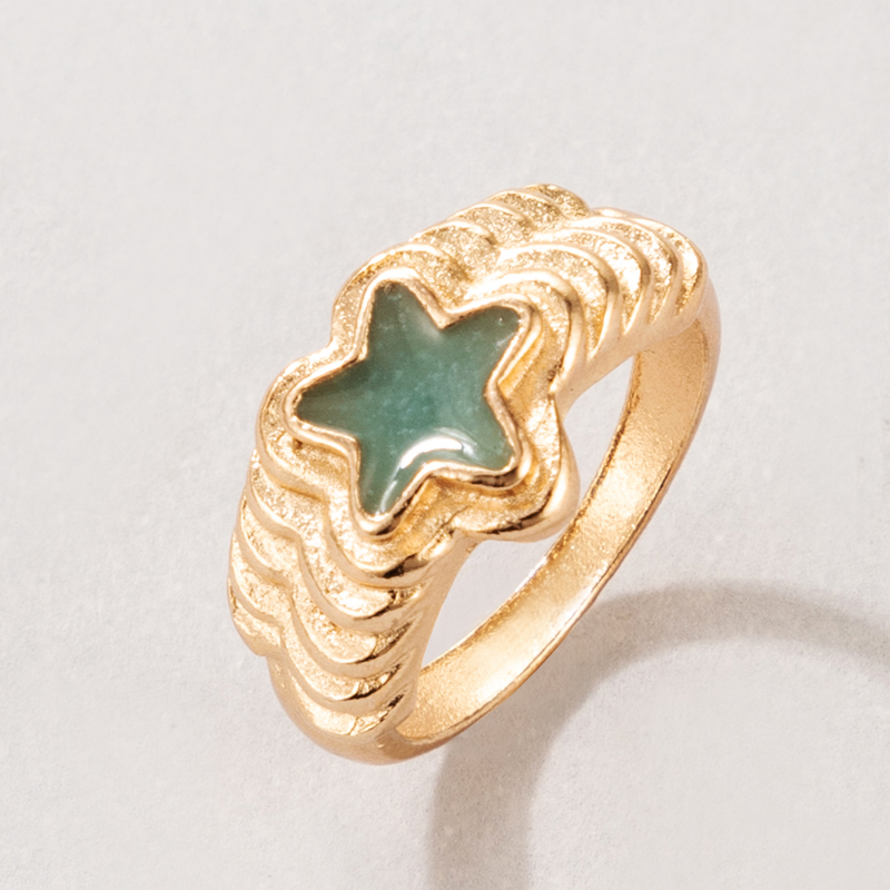 Wholesale Retro New Metal Star Blue Luminous Ring Nihaojewelry display picture 5