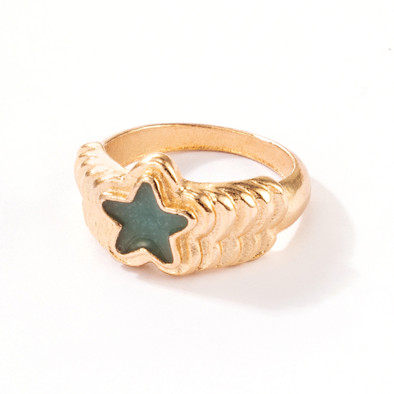 Wholesale Retro New Metal Star Blue Luminous Ring Nihaojewelry display picture 6