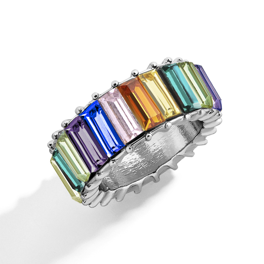 Luxurious Rectangle Glass Alloy Wholesale Rings display picture 1