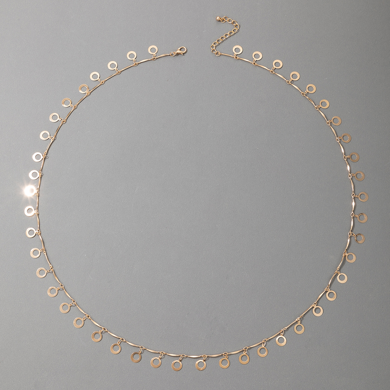 Großhandel Einfache Hohle Metallscheibe Anhänger Taillenkette Nihaojewelry display picture 3
