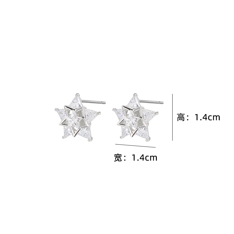 Wholesale Fashion Zircon Inlaid Five-pointed Star Copper Stud Earrings Nihaojewelry display picture 7