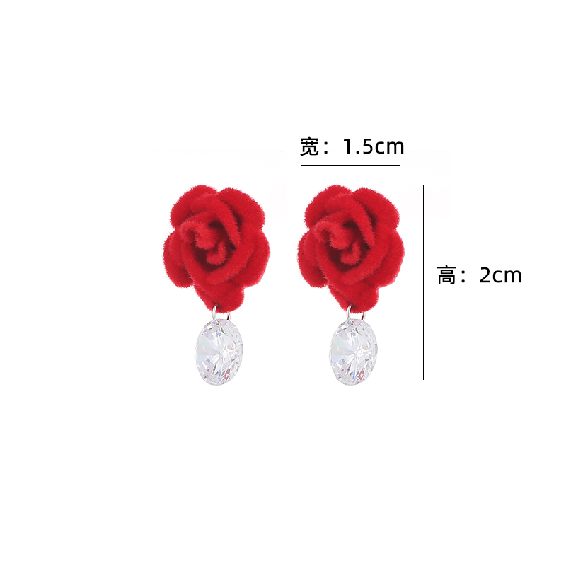 Wholesale Fashion Red Flower Large Zircon Earrings Nihaojewelry display picture 7