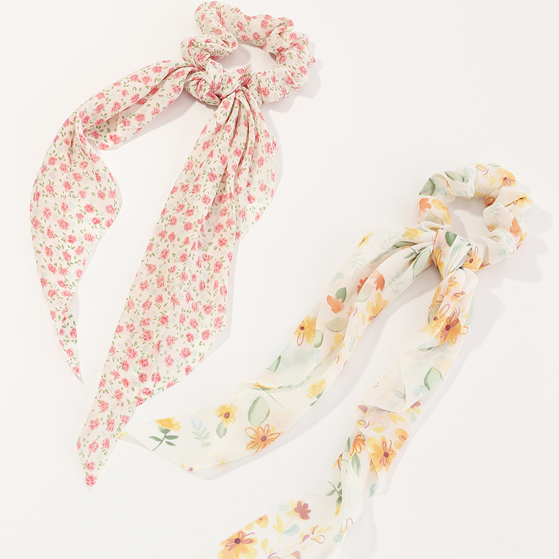 Floral Long Streamer Hair Scrunchies Wholesale Nihaojewelry display picture 1