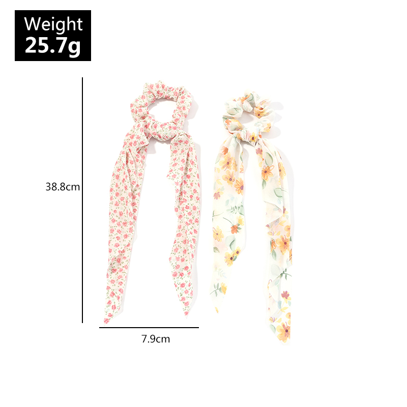 Floral Long Streamer Hair Scrunchies Wholesale Nihaojewelry display picture 5