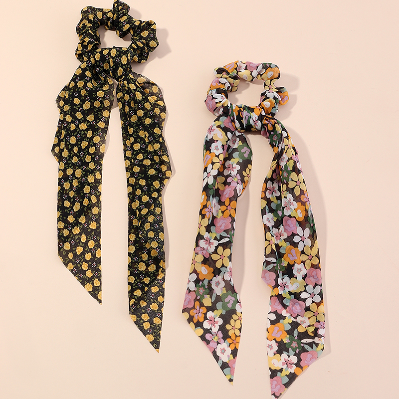 Floral Long Streamer Hair Scrunchies Wholesale Nihaojewelry display picture 6