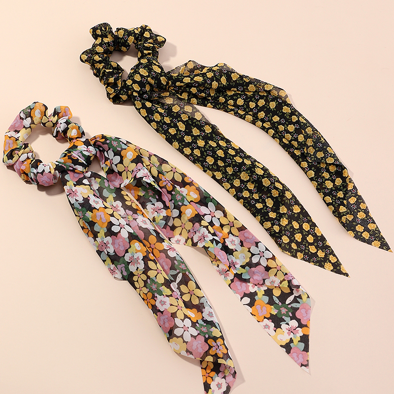 Floral Long Streamer Hair Scrunchies Wholesale Nihaojewelry display picture 8