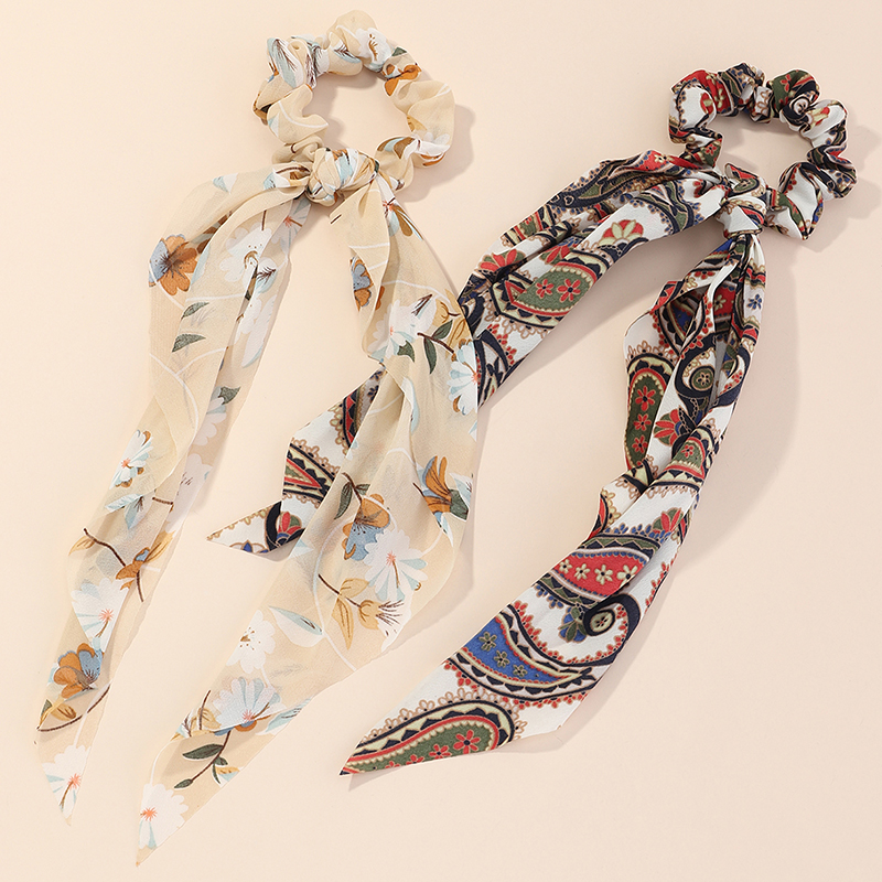 Floral Long Streamer Hair Scrunchies Wholesale Nihaojewelry display picture 12