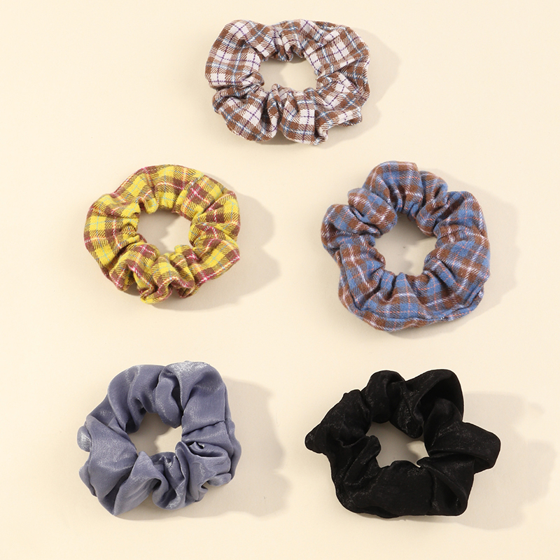 Plaid Brushed Hair Scrunchies 5 Pieces Set Wholesale Nihaojewelry display picture 2