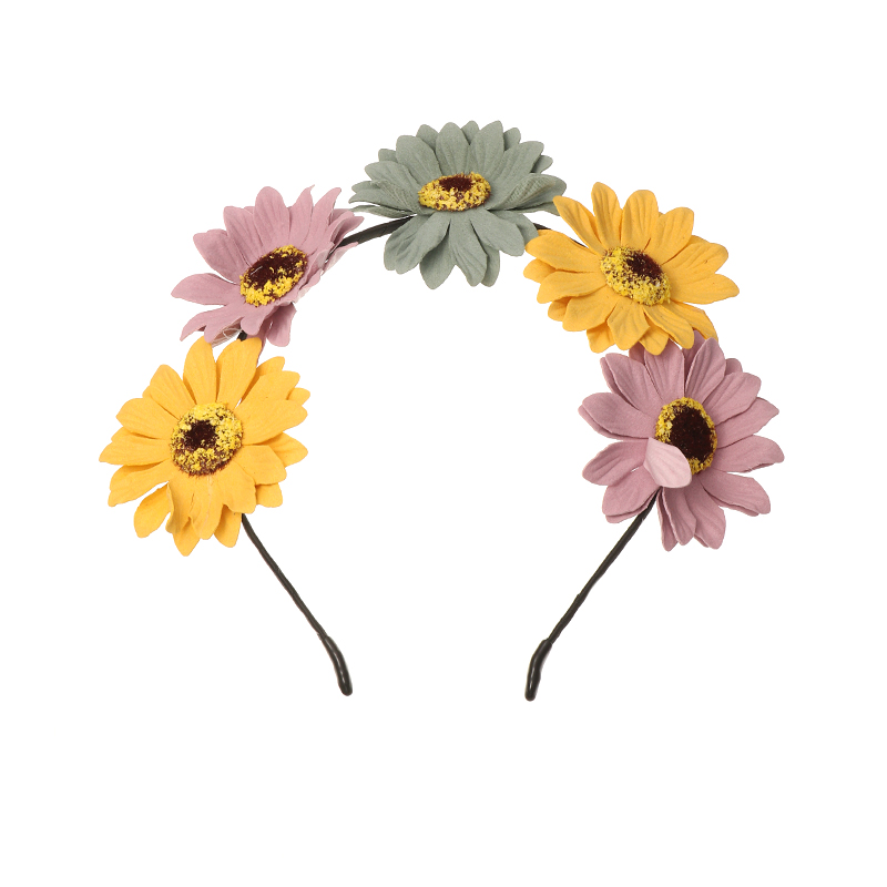 Fashion Contrast Color Flower Daisy Headband Wholesale Nihaojewelry display picture 5