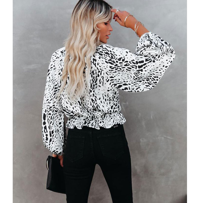 New Leopard Print Round Neck Blouse Wholesale Nihaojewelry display picture 8