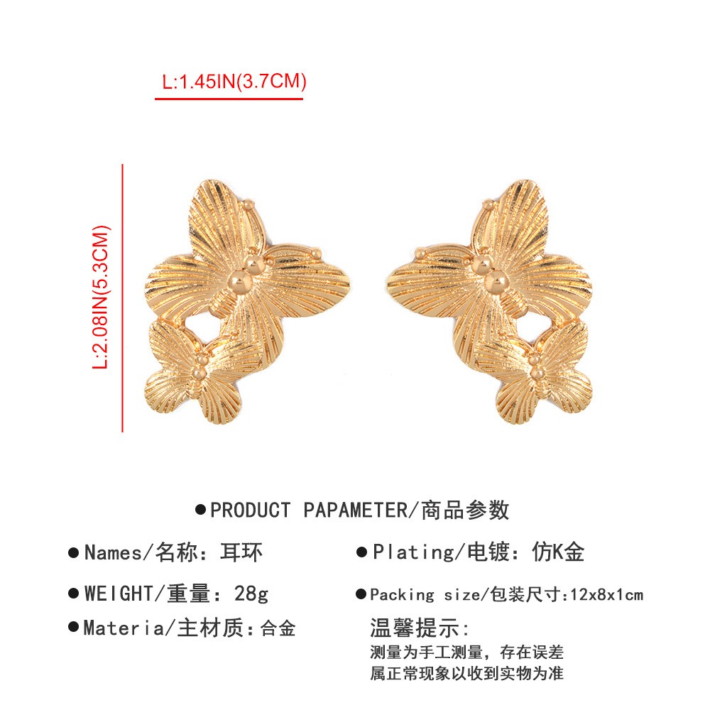 Creative Butterfly Multilayer Wing Alloy Earrings Wholesale Nihaojewelry display picture 1