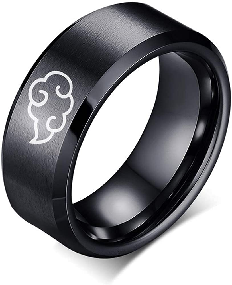 Korean Geometric Carved Black Frosted Edges Stainless Steel Ring Wholesale Nihaojewelry display picture 1