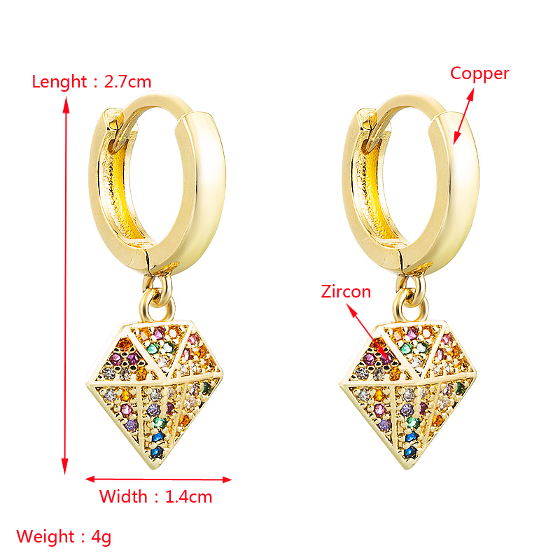 Color Geometric Pendant Copper Inlaid Zircon Earrings Wholesale Nihaojewelry display picture 1