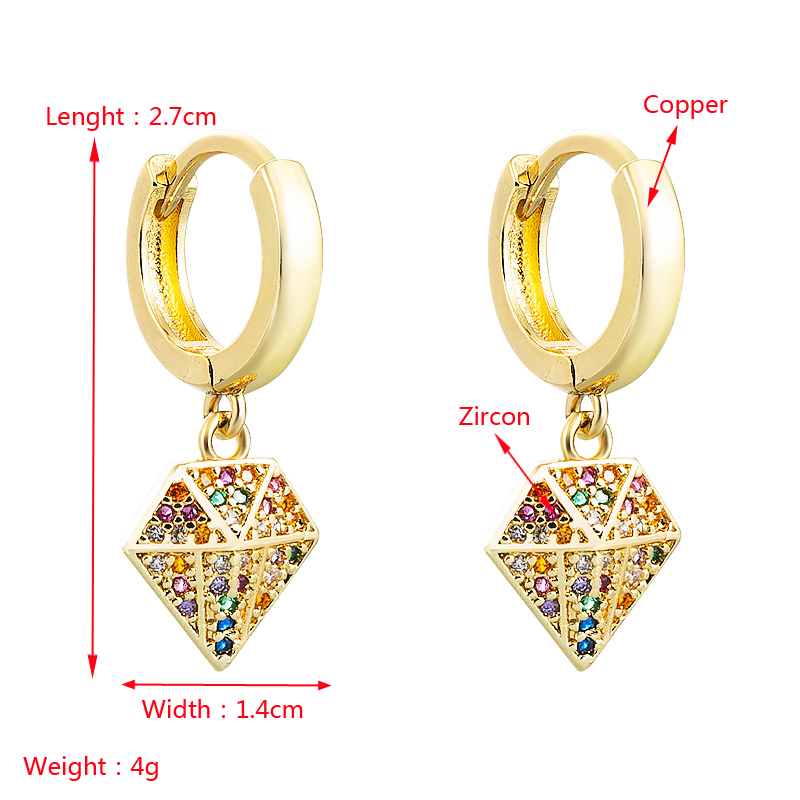 Farbe Geometrischer Anhänger Kupfer Eingelegte Zirkonohrringe Großhandel Nihaojewelry display picture 1