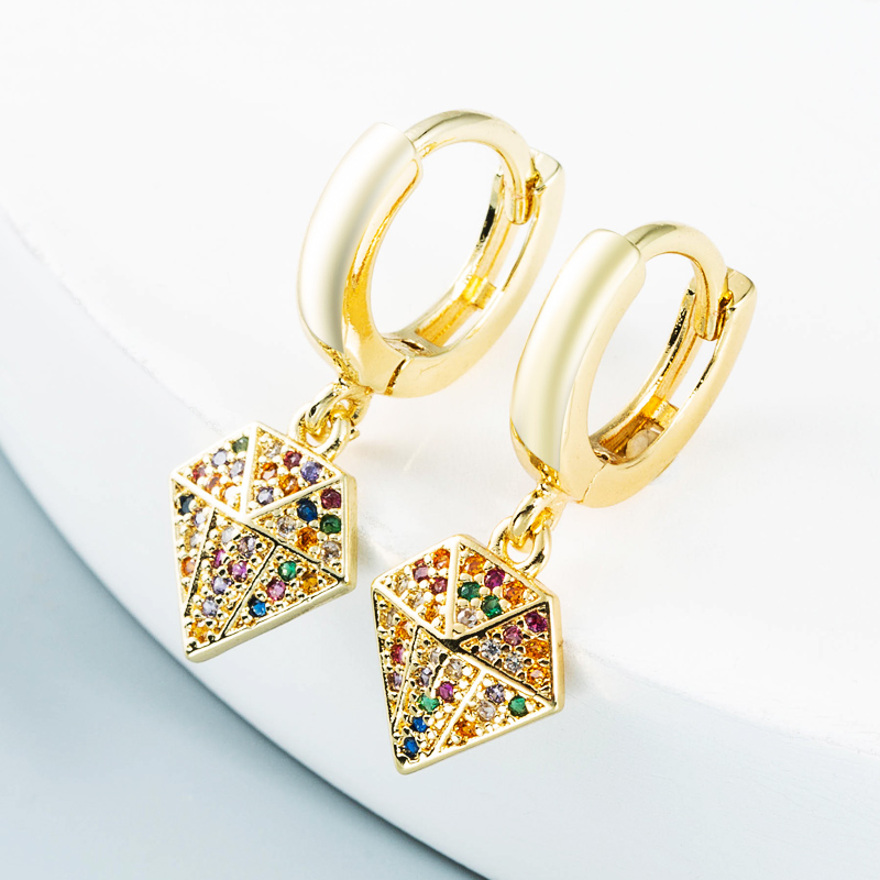 Color Geometric Pendant Copper Inlaid Zircon Earrings Wholesale Nihaojewelry display picture 2