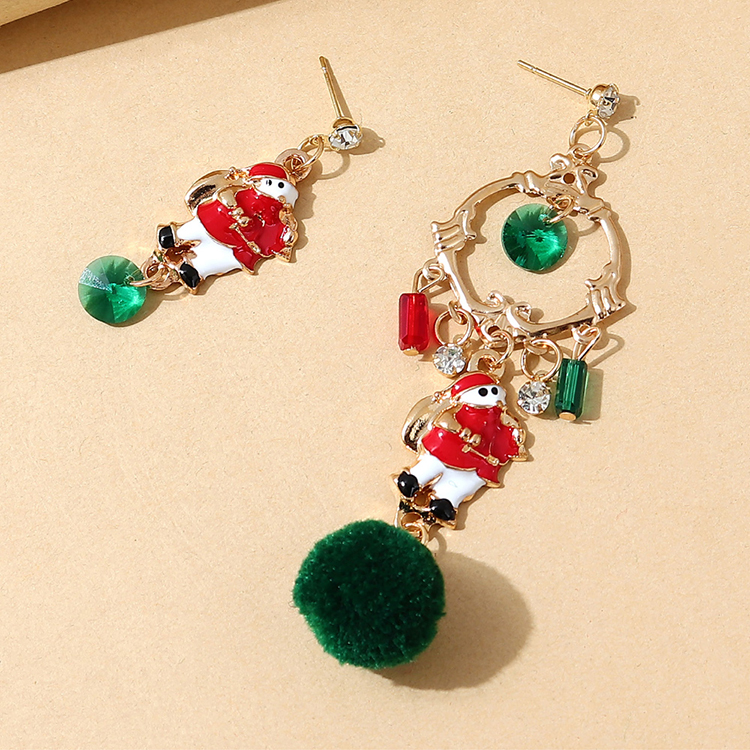 Simple Santa Claus Asymmetric Alloy Earrings Wholesale Nihaojewelry display picture 1